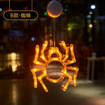 Halloween Decoration Orange Pumpkin Ghost Halloween Window Light with Suction Cup Battery Operated Halloween Home Hanging Decor