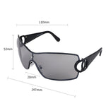 Retro Women's Sunglasses Wrap Around Y2K Sunglasses Futuristic Gradient Lens Sun Glasses Modern Shades Eyewear