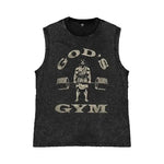 Men's Washed Tank Top Summer Running Exercise Fitness Training Vest For Men Braces T-shirtBreathable Gym Athletic Tees Oversized