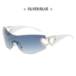 Y2K Retro Sunglasses for Women Rimless Gradient Lens Wrap Around Style 2000's Punk Oversized Fashion UV400 Sun Glasses Goggles