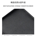 Airtag Business Genuine Cow Leather Men Bifold Thin Wallet RFID Blocking Credit Bank Card Holder with ID Window Male Purse Black