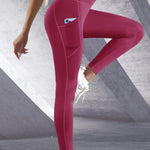 New High Waist Women's Leggings Stretch Yoga Pants Tights With Pockets Push Up Fitness Running Sportswear Solid Color Pants