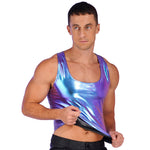 Shiny Metallic Tank Tops Men Sport Fitness Bodybuilding Tanks Fashion Mens Gym Vest Tops Sleeveless T-Shirt Singlet Undershirts