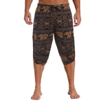 Mens Allover Stylish Print Harem Pants Capri Pants Elastic Waistband Pockets Hippie Pants Boho Style Trousers Beach Costume