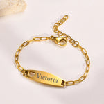 Kissmoon Custom Engrave Name Baby ID Bracelet Stainless Steel Personalized Hollow Heart Bracelet for Kids Children Jewelry Gift