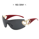 Y2K Retro Sunglasses for Women Rimless Gradient Lens Wrap Around Style 2000's Punk Oversized Fashion UV400 Sun Glasses Goggles