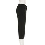 Black Capris Slight Flare Pants Women Y2k Clothes Slim Fit Trousers Pantalones De Mujer Zipper Roupa Feminino Streetwear