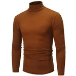 Autumn  Winter Men's High Neck T-shirt Slim Fit Fashion High Elastic Long Sleeve Cotton Casual Breathable Apparel Pullover