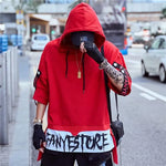 Autumn  Men's Casual Hoodie Sweatshirt Techwear Hip Hop Harajuku Style with Ribbons Patchwork Japanese Streetwear Darkwear