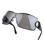 Retro Women's Sunglasses Wrap Around Y2K Sunglasses Futuristic Gradient Lens Sun Glasses Modern Shades Eyewear