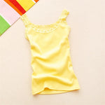 Tank Tops Women Summer O-neck Lace Suspender Camisole Solid Color Female U-shaped Low Cut Vest 2024 Sleeveless