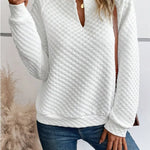 Women Sweatshirt 2025 Spring Autumn Latest Fashion Solid Color Deep V-Neck Pullover Long Sleeved Casual Hoodie Loose Sporty Top