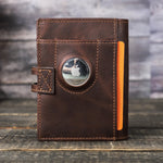 Luxury Brand Airtag Wallet Men Leather RFID Aluminum Card Holder Zipper Slim Purses Anti-lost ID Credit Card Folding wallets