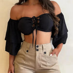 Women Capris Spliced Cargo Pants Pockets Solid High Waist Zipper Fly Skinny Casual 2024 Button Pencil Pants Ankle Length