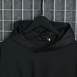 Autumn  Men's Casual Hoodie Sweatshirt Techwear Hip Hop Harajuku Style with Ribbons Patchwork Japanese Streetwear Darkwear