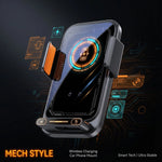 Car Phone Charger Phone Holder 15W Wireless & Wired Charger Auto Sensing One-Touch Release and Rotation Qi FCC ROHS Certified