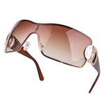 Retro Women's Sunglasses Wrap Around Y2K Sunglasses Futuristic Gradient Lens Sun Glasses Modern Shades Eyewear