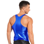 Shiny Metallic Tank Tops Men Sport Fitness Bodybuilding Tanks Fashion Mens Gym Vest Tops Sleeveless T-Shirt Singlet Undershirts