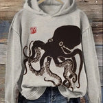 Hoodies Sweatshirts Printed Crewneck Blue Ocean Tentacles Casual Colors Outdoors Sports Harajuku Streetwear Women Men Clothing