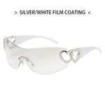 Y2K Retro Sunglasses for Women Rimless Gradient Lens Wrap Around Style 2000's Punk Oversized Fashion UV400 Sun Glasses Goggles