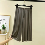 Modal Plus Size Capri Pants Women's Summer Loose Fit Wide Leg Elastic Waist Casual Lounge Shorts