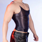 Sexy Men Oil Glossy Shiny Tank Tops Stain Smooth Spaghetti Strap Sheer See Through Fashion Top High Elastic Sleeveless Shirt