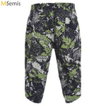 Mens Allover Stylish Print Harem Pants Capri Pants Elastic Waistband Pockets Hippie Pants Boho Style Trousers Beach Costume