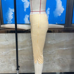 Women Capri Pants Elastic High Waist 3/4 Length Slim Fit Trousers y2k Aesthetic Plaid Print Slit Cropped Leggings Casual Daily