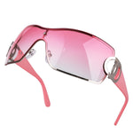 Retro Women's Sunglasses Wrap Around Y2K Sunglasses Futuristic Gradient Lens Sun Glasses Modern Shades Eyewear