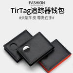 Airtag Business Genuine Cow Leather Men Bifold Thin Wallet RFID Blocking Credit Bank Card Holder with ID Window Male Purse Black