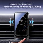 Car Phone Charger Phone Holder 15W Wireless & Wired Charger Auto Sensing One-Touch Release and Rotation Qi FCC ROHS Certified