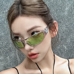 Retro Y2K Men Oval Sunglasses Women Fashion Sports Goggles Popular Cat Eye Sun Eyewear Ladies UV400 Eyeglasses