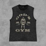Men's Washed Tank Top Summer Running Exercise Fitness Training Vest For Men Braces T-shirtBreathable Gym Athletic Tees Oversized