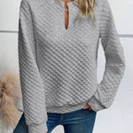 Women Sweatshirt 2025 Spring Autumn Latest Fashion Solid Color Deep V-Neck Pullover Long Sleeved Casual Hoodie Loose Sporty Top