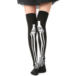 Halloween April Fools Day Theme Party Role Playing Horror Skull Print Long Tube Tight Stockings Costume Women Festival