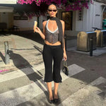 Black Capris Slight Flare Pants Women Y2k Clothes Slim Fit Trousers Pantalones De Mujer Zipper Roupa Feminino Streetwear