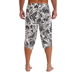 Mens Allover Stylish Print Harem Pants Capri Pants Elastic Waistband Pockets Hippie Pants Boho Style Trousers Beach Costume