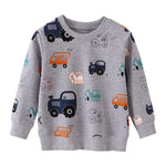 Boys Long Sleeve Hooded Sweatshirts Cars Print Autumn Spring Kids Sport Shirts 2-7T All Print Baby Children's Clothing