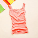 Tank Tops Women Summer O-neck Lace Suspender Camisole Solid Color Female U-shaped Low Cut Vest 2024 Sleeveless