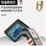 Airtag Business Genuine Cow Leather Men Bifold Thin Wallet RFID Blocking Credit Bank Card Holder with ID Window Male Purse Black