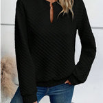 Women Sweatshirt 2025 Spring Autumn Latest Fashion Solid Color Deep V-Neck Pullover Long Sleeved Casual Hoodie Loose Sporty Top