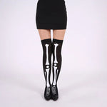 Halloween April Fools Day Theme Party Role Playing Horror Skull Print Long Tube Tight Stockings Costume Women Festival