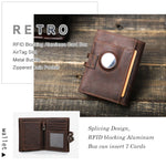 Luxury Brand Airtag Wallet Men Leather RFID Aluminum Card Holder Zipper Slim Purses Anti-lost ID Credit Card Folding wallets