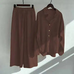 Autumn Women's Clothing 2024 New Fashionable Retro Cotton Linen Shirt High Waist Loose Long Sleeved Lace Up Pants Two-piece Set