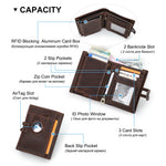 Luxury Brand Airtag Wallet Men Leather RFID Aluminum Card Holder Zipper Slim Purses Anti-lost ID Credit Card Folding wallets