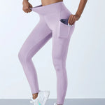 New High Waist Women's Leggings Stretch Yoga Pants Tights With Pockets Push Up Fitness Running Sportswear Solid Color Pants
