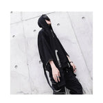 Autumn  Men's Casual Hoodie Sweatshirt Techwear Hip Hop Harajuku Style with Ribbons Patchwork Japanese Streetwear Darkwear