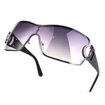 Retro Women's Sunglasses Wrap Around Y2K Sunglasses Futuristic Gradient Lens Sun Glasses Modern Shades Eyewear