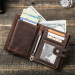 Luxury Brand Airtag Wallet Men Leather RFID Aluminum Card Holder Zipper Slim Purses Anti-lost ID Credit Card Folding wallets