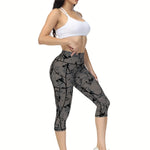 Capri Leggings for Women High Waisted Yoga Pants with Pockets Soft Black for Running Workout